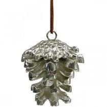 Product Pine cone decorative cones for hanging silver H6cm