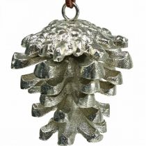 Product Pine cone decorative cones for hanging silver H6cm