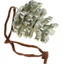Product Pine cone decorative cones for hanging silver H6cm