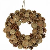 Pine cone wreath to hang nature Ø35cm