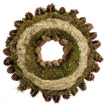 Product Cone wreath with moss Large wreath made of spruce cones Ø45cm
