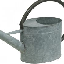 Product Vintage metal watering can, silver-grey, stylish garden decoration, flower vase, L53cm H29cm