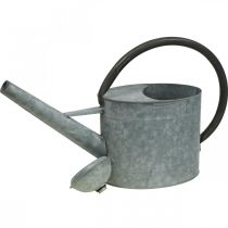 Product Vintage metal watering can, silver-grey, stylish garden decoration, flower vase, L53cm H29cm