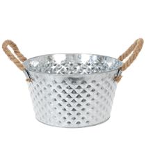 Product Round zinc bowl with rope handles Ø25cm H14cm
