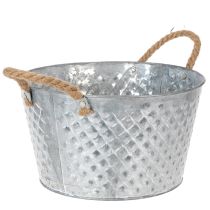 Product Round zinc bowl with rope handles Ø28cm H16cm