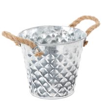 Product Zinc pot with rope handles Ø14.5cm H13cm