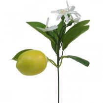 Deco branch lemon and flowers artificial branch summer decoration 26cm 4pcs