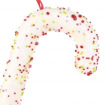 Product Candy Cane Decoration Hanger White Glitter Colorful H30cm 4pcs