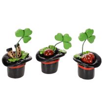 Product Lucky Charm Figures with Cloverleaf and Ladybug in Top Hat, Set of 3, 7cm, Plastic
