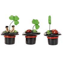 Product Lucky charm clover and beetle in a top hat, 7cm, 3 pieces