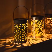 Product Solar lantern outdoor garden lighting with delicate pattern for summer nights 22cm 3pcs