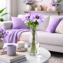 Product Artificial anemone flowers in lilac, 34cm long, 4 pieces