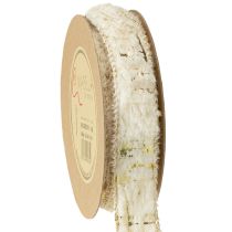 Product Ribbon with fur decorative ribbon cream gold faux fur 25mm 15m