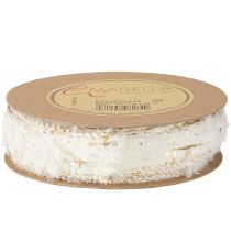 Product Ribbon with fur decorative ribbon cream gold faux fur 25mm 15m