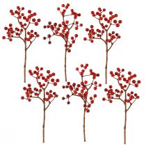 Product Bright Red Berry Branches – Ideal for Festive Decorations, 30 cm – Set of 6