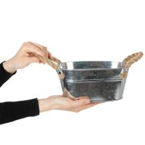 Product Metal bowl with rope handles, silver, 22cm high, 10cm high