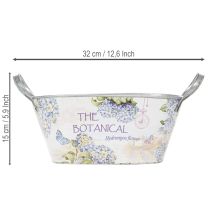 Product Oval metal flower bowl with handles, for hydrangeas, 32×15×15cm