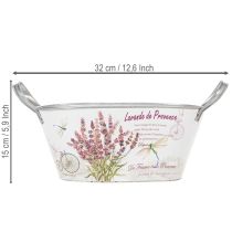 Product Oval metal flower bowl with handles, lavender, 32×15×15cm