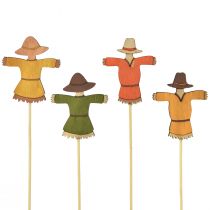 Product Flower stick scarecrow wood decoration colored H8cm 12 pcs