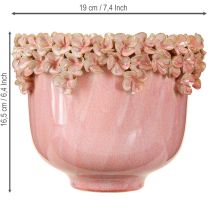 Product Flowerpot Ceramic with Flower Décor Pink Ø19cm H16.5cm
