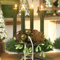 Product Christmas tree balls glass shiny in olive &amp; silver grey 5 cm 24 pcs