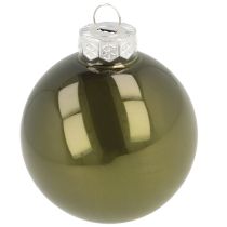 Product Christmas tree balls glass shiny in olive &amp; silver grey 5 cm 24 pcs