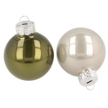 Product Tree balls mini Christmas balls glass green silver 4 cm 24 pcs
