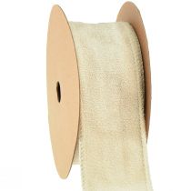 Product Decorative ribbon velvet ribbon decorative ribbon beige W50mm L8m