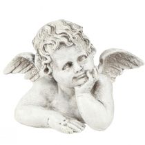 Product Decorative angel figure polyresin grave decoration grey white H6cm 3 pcs