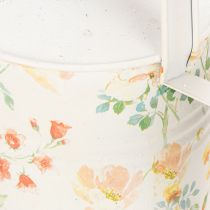 Product Vintage decorative metal watering can with rose motif, summer garden decoration, nostalgic planting can, H31.5 cm
