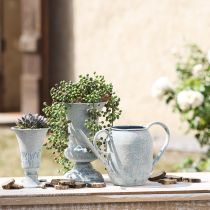 Product Decorative watering can metal in white blue 32cmx11cmx18cm