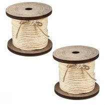 Product Decorative cord cotton cream Ø2mm wooden spool with 16m each 2pcs