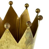 Product Decorative crown metal flowerpot brass look Ø11cm/H10cm