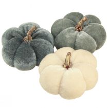 Product Decorative Pumpkins Fabric Velvet Cream Grey Autumn Ø7cm 9 pcs