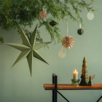 Product Decorative lamp paper star for hanging jute green 75x20cm