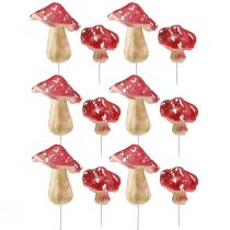Product Decorative Mushrooms Red Artificial Toadstools on Wire 5.5/8cm 12 pcs