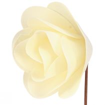 Product Decorative Roses Cream Artificial Roses Wooden Roses Ø7.5cm 12 pcs