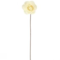 Product Decorative Roses Cream Artificial Roses Wooden Roses Ø7.5cm 12 pcs