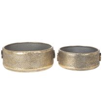 Product Decorative bowl, antique look, metal planter, golden, Ø37/31cm, set of 2