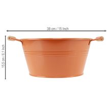 Product Decorative bowl with handles, metal, orange-brown, Ø29cm, H14.5cm