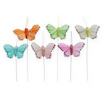 Product Feather butterflies on the wire colored 5,5cm 24pcs