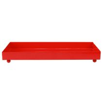 Product Decorative tray rectangular red metal tray with feet 30×15cm