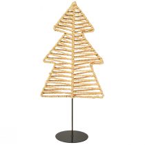Product Decorative Christmas tree metal raffia natural black 21x11,5x45cm