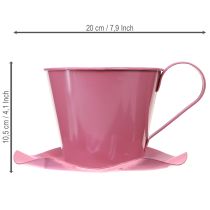 Product Decorative tea cup metal cup with plate pink Ø12 H10cm 8 pcs
