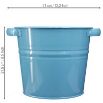 Product Decorative metal flower pot/planter in blue, 31cm x 26cm x 21.5cm