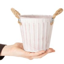 Product Decorative pot, metal bucket for planting, planter with handles, pink/green/yellow shabby chic Ø15cm H13cm 3-piece set