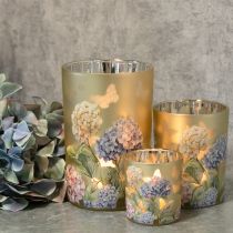 Product Decorative glass lantern with floral design for stylish home accents, 8cm, 4 pieces.