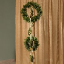 Product Decorative cone hanger pine cones green flocked 11.5cm 6 pcs