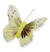 Product Decorative butterfly on wire yellow 8cm 12pcs