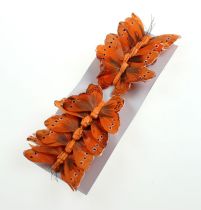 Product Deco butterfly on wire Orange 8cm 12pcs